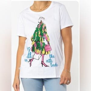 Carreli Chic White Graphic Tee with Fashion Print